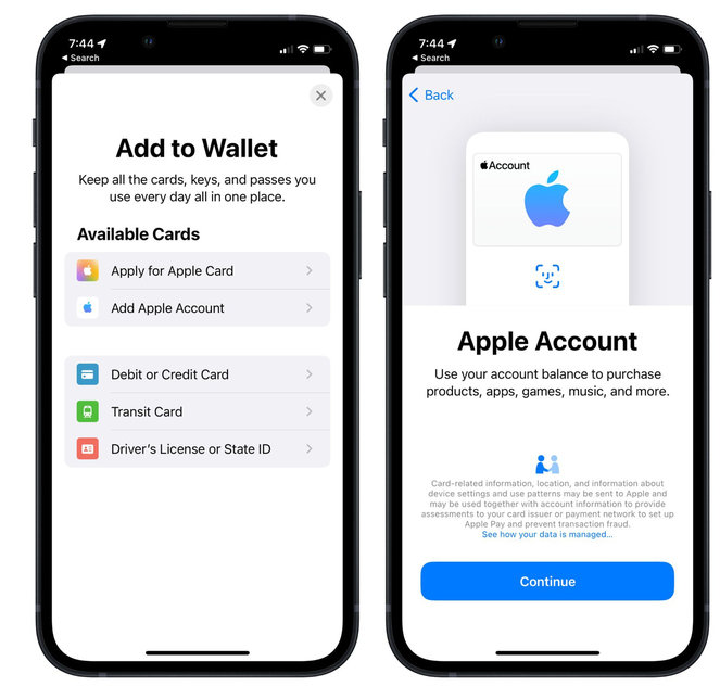 雨花苹果手机维修分享iOS 15.5钱包App如何添加 Apple 账户 